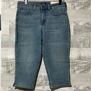 NYDJ PETITE Skinny Cropped Capri Side Slit Womens 8P ARROYO NWT